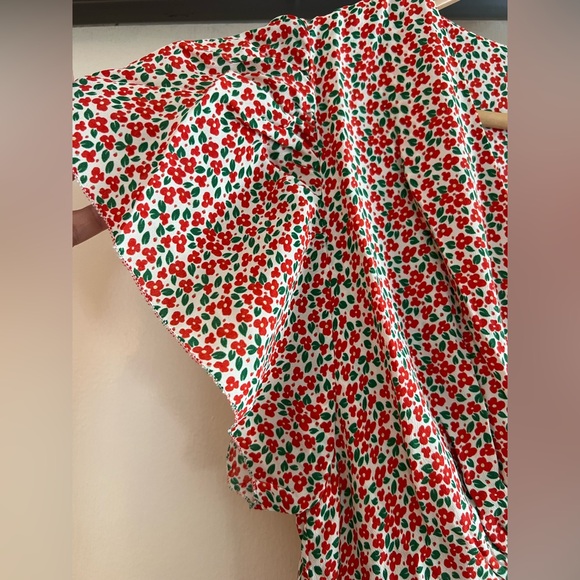 New! Trovata Birds of Paradis Camilla Dress Carmine Ditsy Mini Floral Red Green - Picture 5 of 15